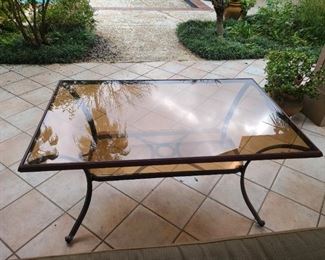 Coleman brand glass top outside furniture - coffee table