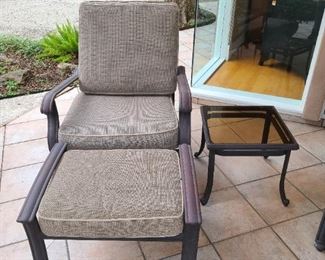 Coleman brand outside furniture chair, ottoman & side table