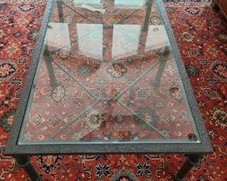 Another view of large size glass and iron rectangle coffee table 