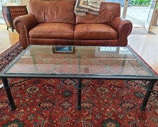 Large size glass & iron rectangle coffee table