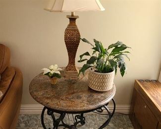 Marble top side table w/wrought-iron legs
Very heavy & sturdy