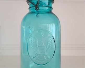 Huge turquoise blue Ball jar
Bicentennial 
Made in USA