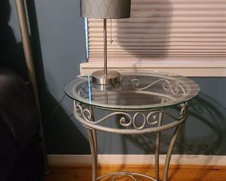 Bombay brand bed or side table w/wrought-iron bottom