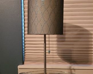 Grey w/teal rhinestone designed side table lamp