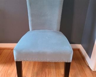 Precious soft blue velvet side chair