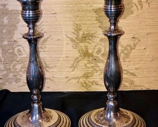 Pair George lll Silver Weighted Candlesticks