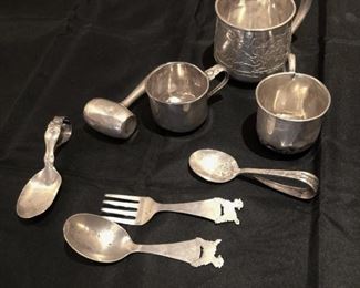 Group of Sterling Silver Baby Articles