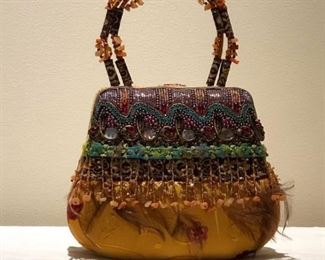 Mary Frances Beaded Feather Handbag
