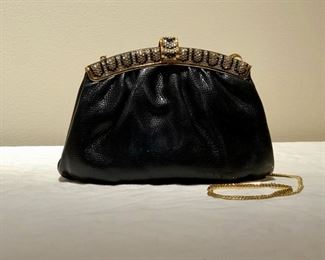 Judith Leiber Leather and Rhinestone Evening Bag
