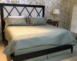 King Size Lattice & Fabric Headboard & Frame
