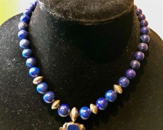 Anne Forbes Lapis and Sterling Necklace
