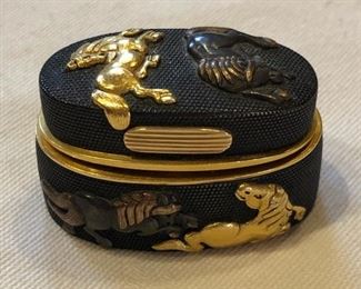 Japanese 14Kt Gold Overlay Kashira Sword Cap