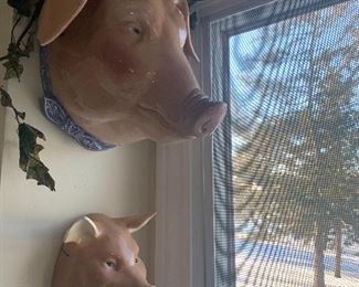 Large and Small Ceramic Pigs