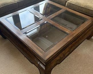 Large Wood and Glass Coffee Table