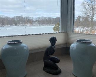 Two Large Vases and Beautiful Statue 