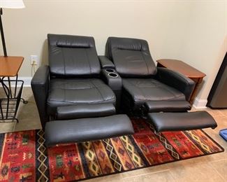 #14 Tranquil ease Raffel system double electric recliner theater love seat with 2 cup holder computer docking plug, flip up storage compartment 66 wide $600.00