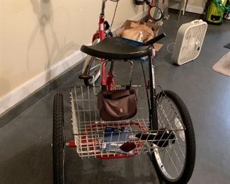 #17 Miami sun red trik with basket , horn, rearview mirror in wonderful condition $200.00