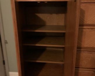 #20 oak chest of drawers with 2 doors and 6 drawers and a place to make it a armoire bar or shelves 40x18x57 $120.00