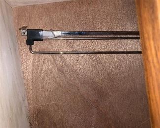 #20 oak chest of drawers with 2 doors and 6 drawers and a place to make it a armoire bar or shelves 40x18x57 $120.00
this is the hanging rack for the armoire