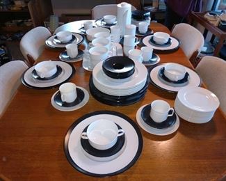 Dining Room/Kitchen:  Great Black & White Dish Set by Rosenthal Tapio Wirkkala Studio-Line  Service for 12 with Serving Pieces  