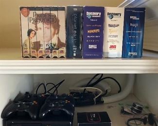 VHS sets, XBox and 4 controllers