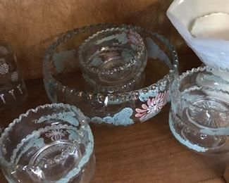 Another set of enamel on glass berry bowl set
