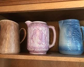 Salt Glaze Pitchers. Some chips...look closely
