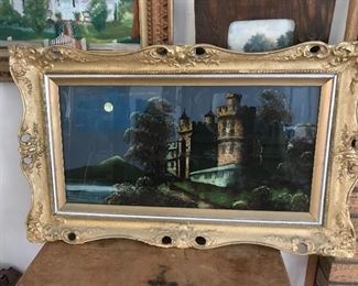 Reverse painted picture on glass.