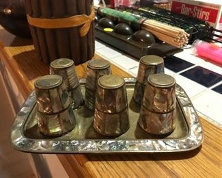 Love this set of abalone shot glasses and tray