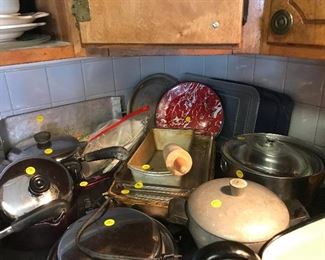 Revere WAre Pots and Pans. Granite plates, cookie sheets, bakeware...you need it...we have it.