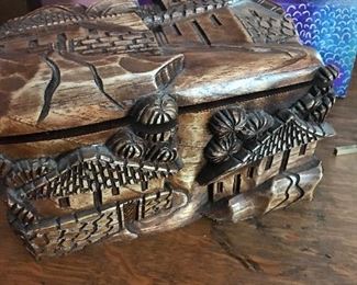 Some people call this trunk art. Beautifully carved box