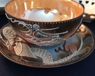 BEautiful enameled cup and saucer/Asian