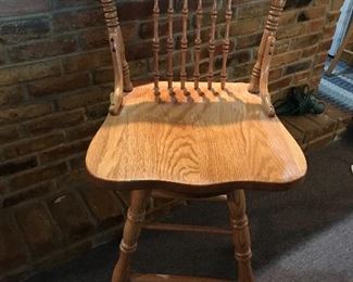 3 oak pressed back bar stools