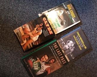 We have incredible collection of sports books, basketball, baseball, football, hockey, swimming. All the greats and their stories. Great book written by Babe Ruth's wife.