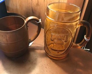 Copper Mug and Amber Glass Liberty Bell Mug