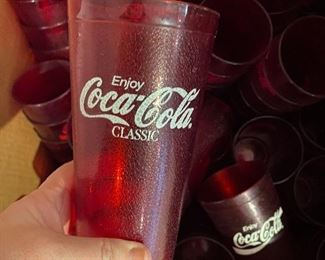 Several Coke cups from restaurant 