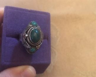 sterling adjustable ring malachite i think  $29 mexico 925 stamped