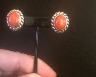 sterling retro coral  clip earrings  $18