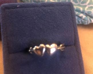 james avery 2 hearts sterling ring -$39 just polished and like new 