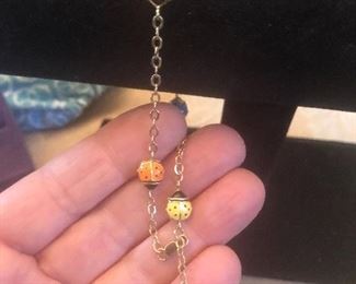 14k yellow gold  and enamel lady bug bracelet -$125