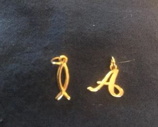 james avery 14 k gold  charms -"A"        small ithcus   