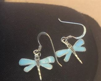 fabulous sterling dragonfly earrings- well marked $18