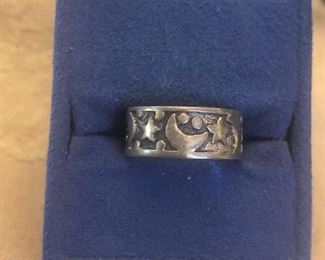 sterling silver stars and moon ring approx size 6.75-7  $15