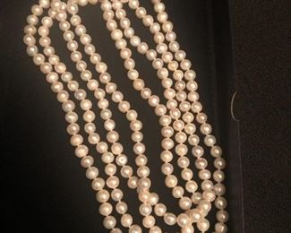 stauer triple strand real fresh water pearl necklace  -comes w/ original box  just over 3 feet long !! $89