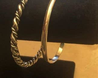 sterling bangles- heavy  twisted $45SOLD TWISTED ,  the other  is handmade and signed $35