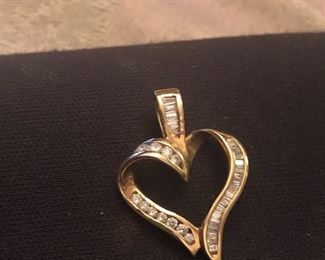 14k yellow gold diamond heart pendant  $220
