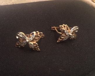 14k yellow gold pierced butterfly earrings $165