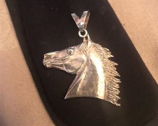 rare jeep collins all sterling horse pendant-it was customized from a brooch  have original receipt for the conversion - from 1980's- super rare on this one- $139