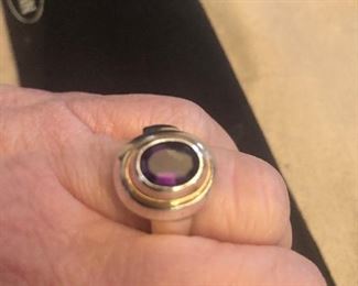 rare hard to find long time retired james avery amethyst  and 14k gold /sterling ring -size approx 8.5  $289-  just polished from the avery store looks amazing -