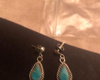 925  turquoise post earrings- small but nice $24